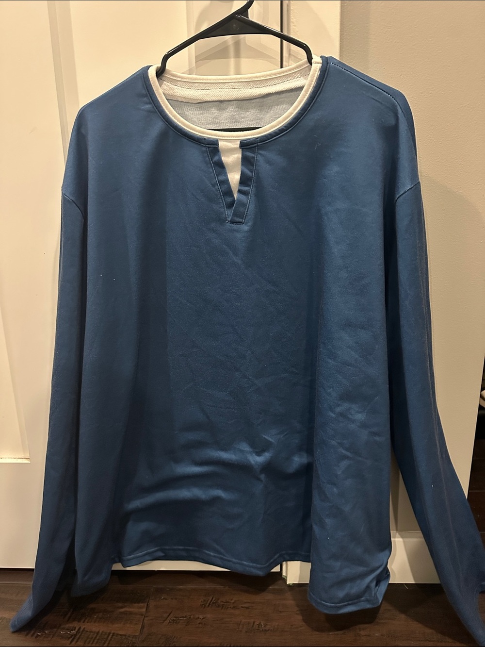 Blue Long Sleeve Pullover with White Trim